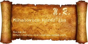 Mihalovics Rozália névjegykártya